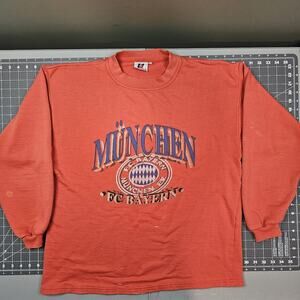 Vintage Munchen FC Bayern Sweatshirt XL Red 90s Munich Futbol Soccer Streetwear